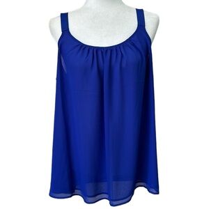 Lane Bryant Royal Blue Pleated Chiffon Top Tank Size 14 NWT